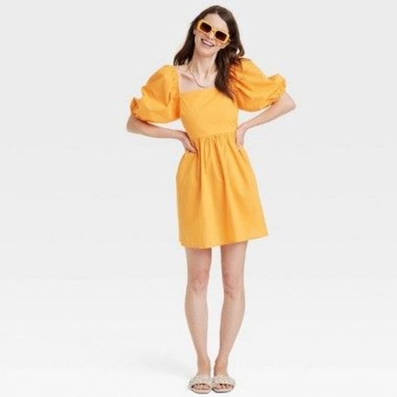 NWT a new day orange dress size large with smocked and cut out back - Picture 3 of 11